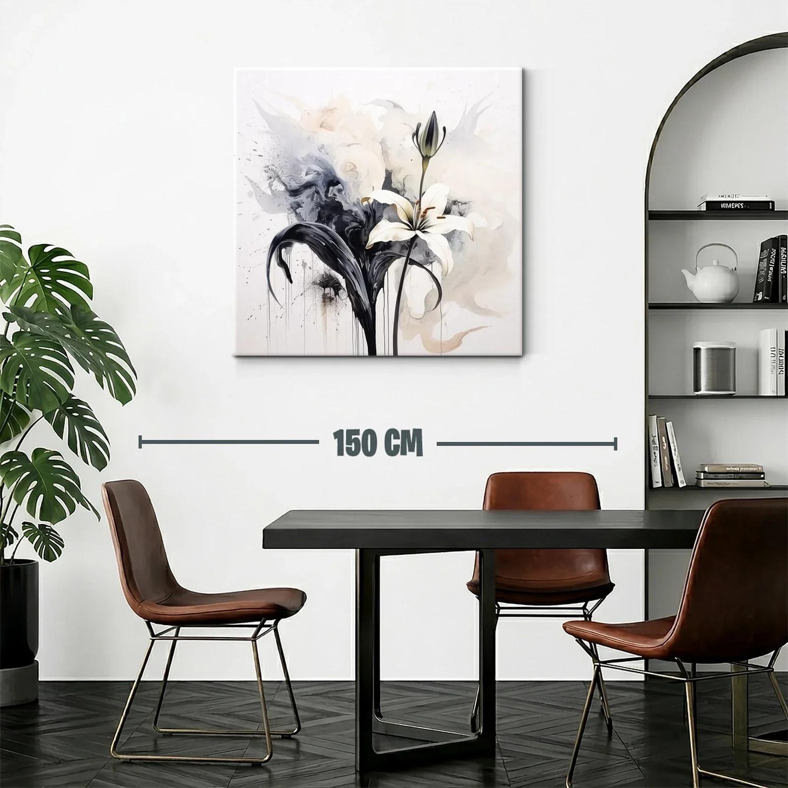Cuadro floral elegante con lirio blanco y contraste en tonos neutros — miniatura 2