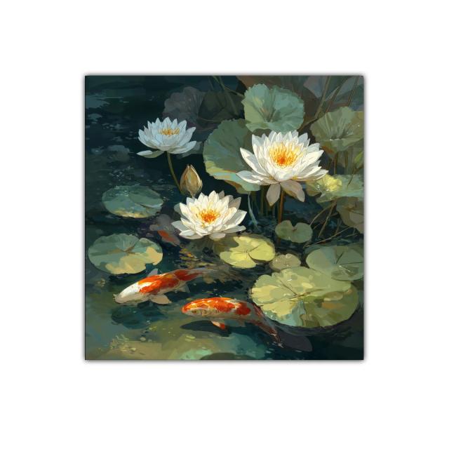 Serenidad de Nenúfares y Peces Koi en Agua Tranquila