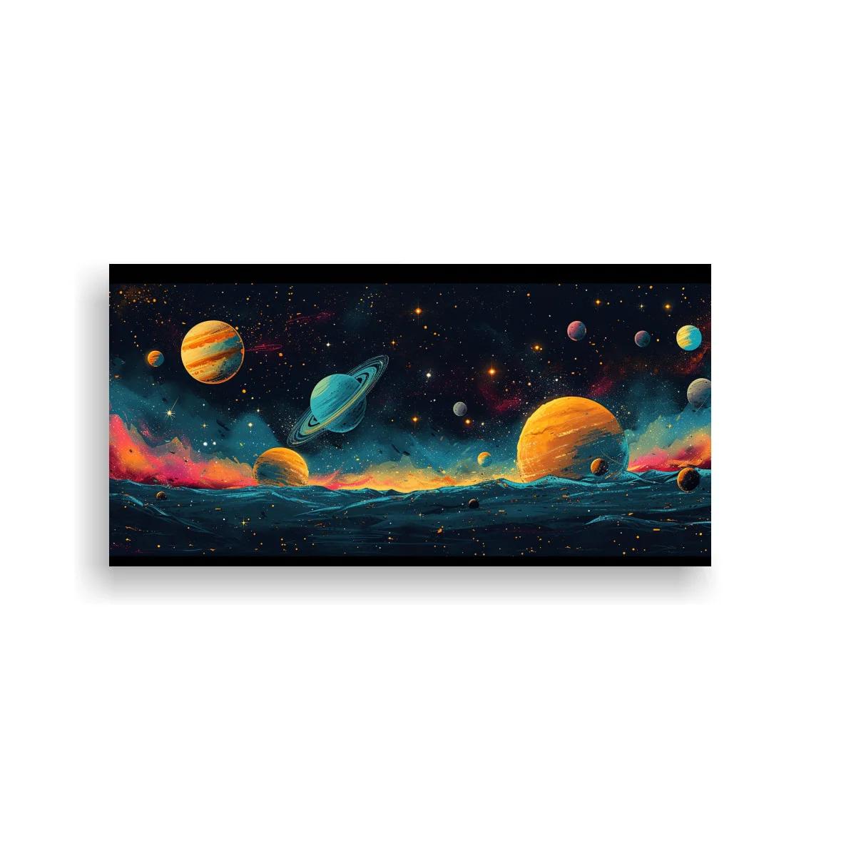 Cuadro planetas en el espacio con gran planeta anaranjado — imagen principal