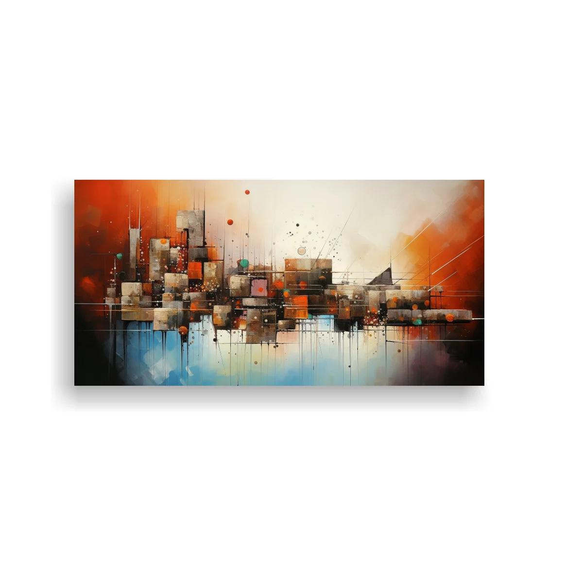 Cuadro skyline urbano abstracto con reflejo difuminado