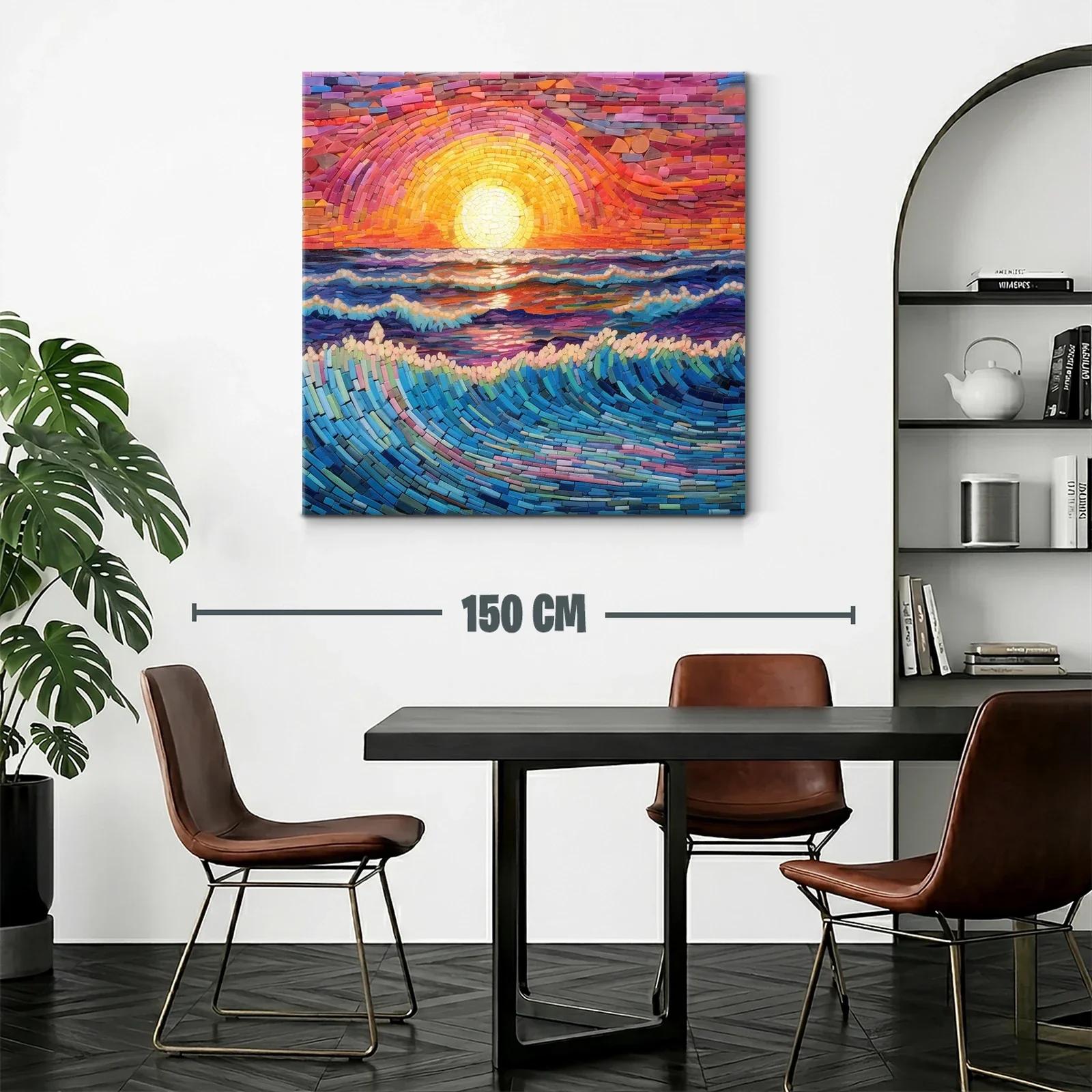 Mosaico de atardecer vibrante sobre el mar en calma — miniatura 2