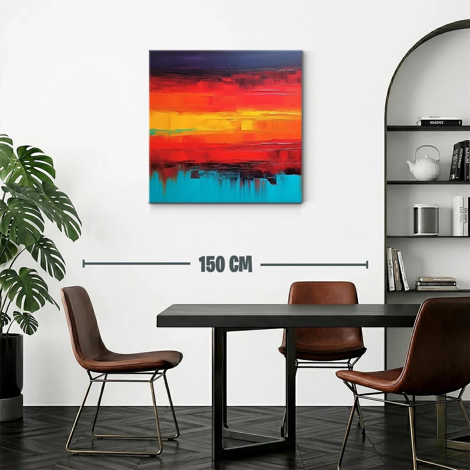 Cuadro abstracto con vibrantes tonos cálidos y fríos — miniatura 2