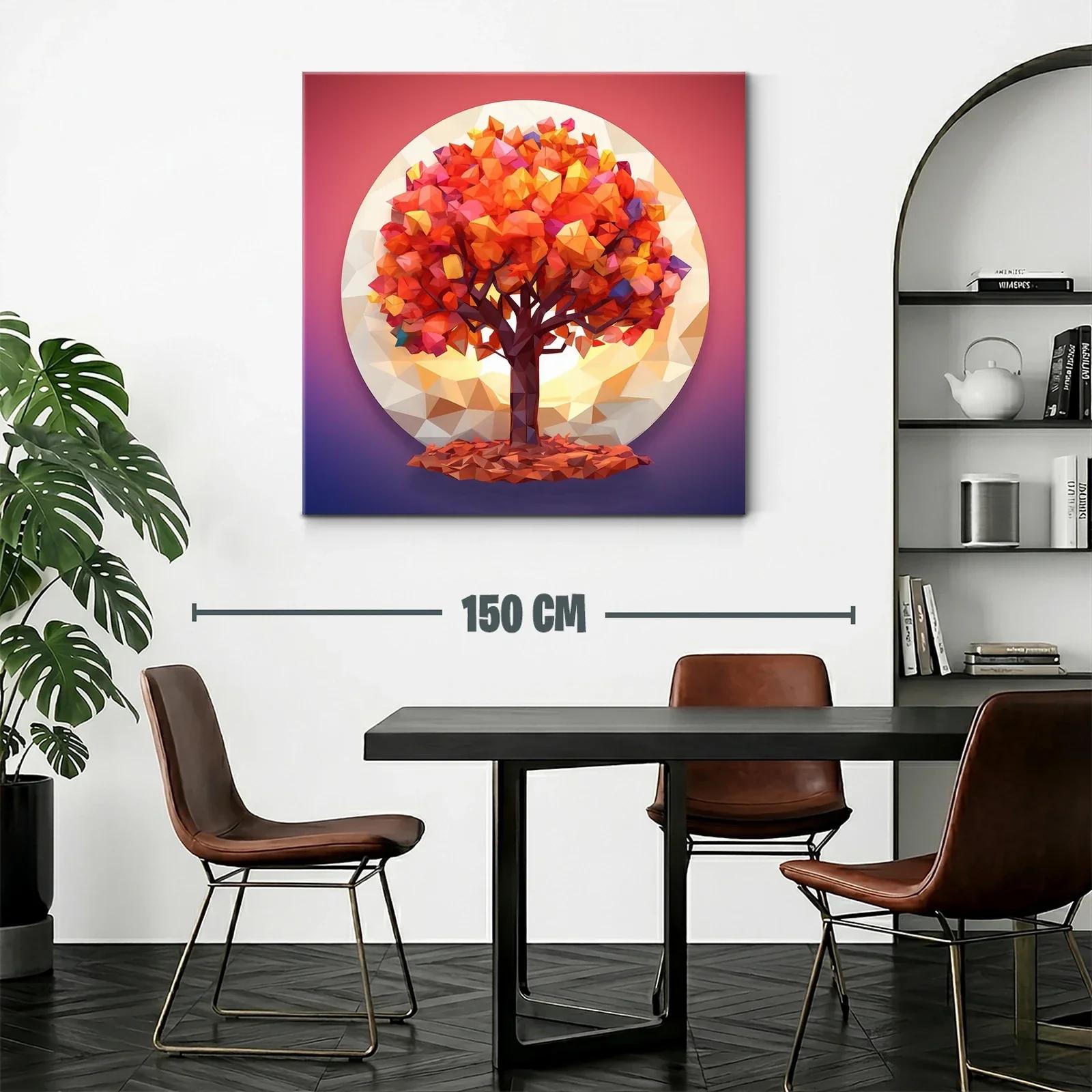 Árbol otoñal vibrante en entorno geométrico circular — miniatura 2