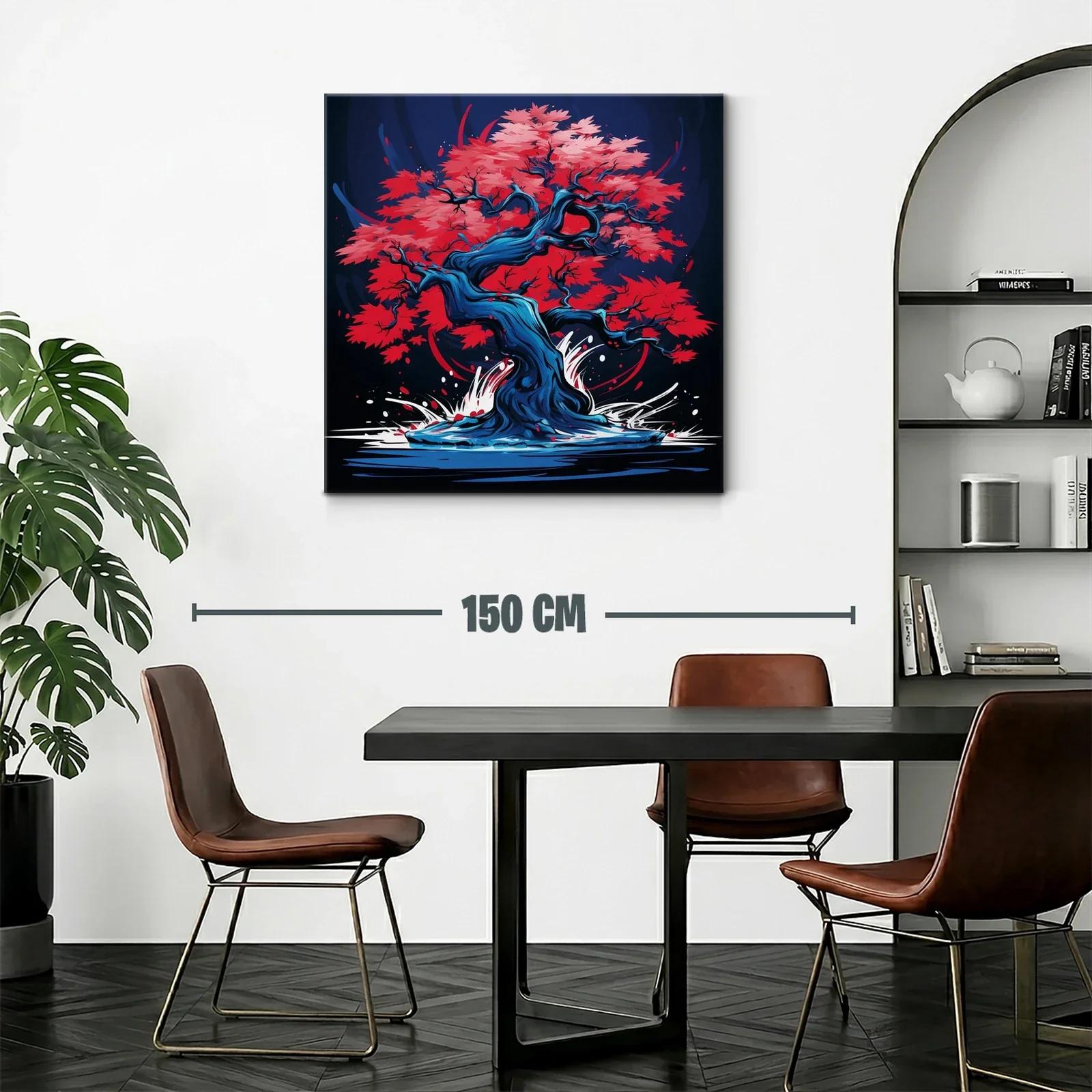 Árbol de otoño vibrante con tonos rojos y azules — miniatura 2