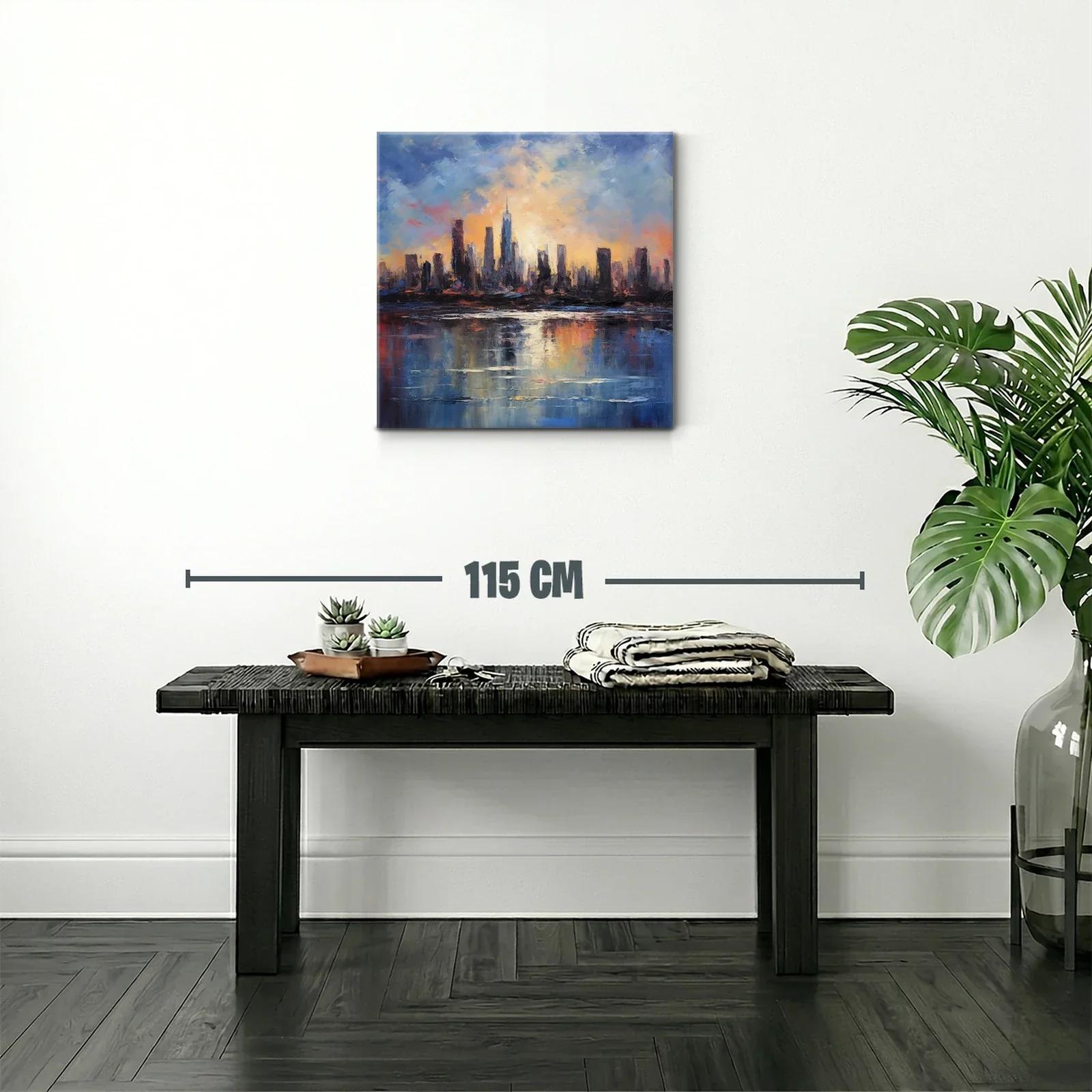 Atardecer urbano con reflejos impresionistas vibrantes — miniatura 2