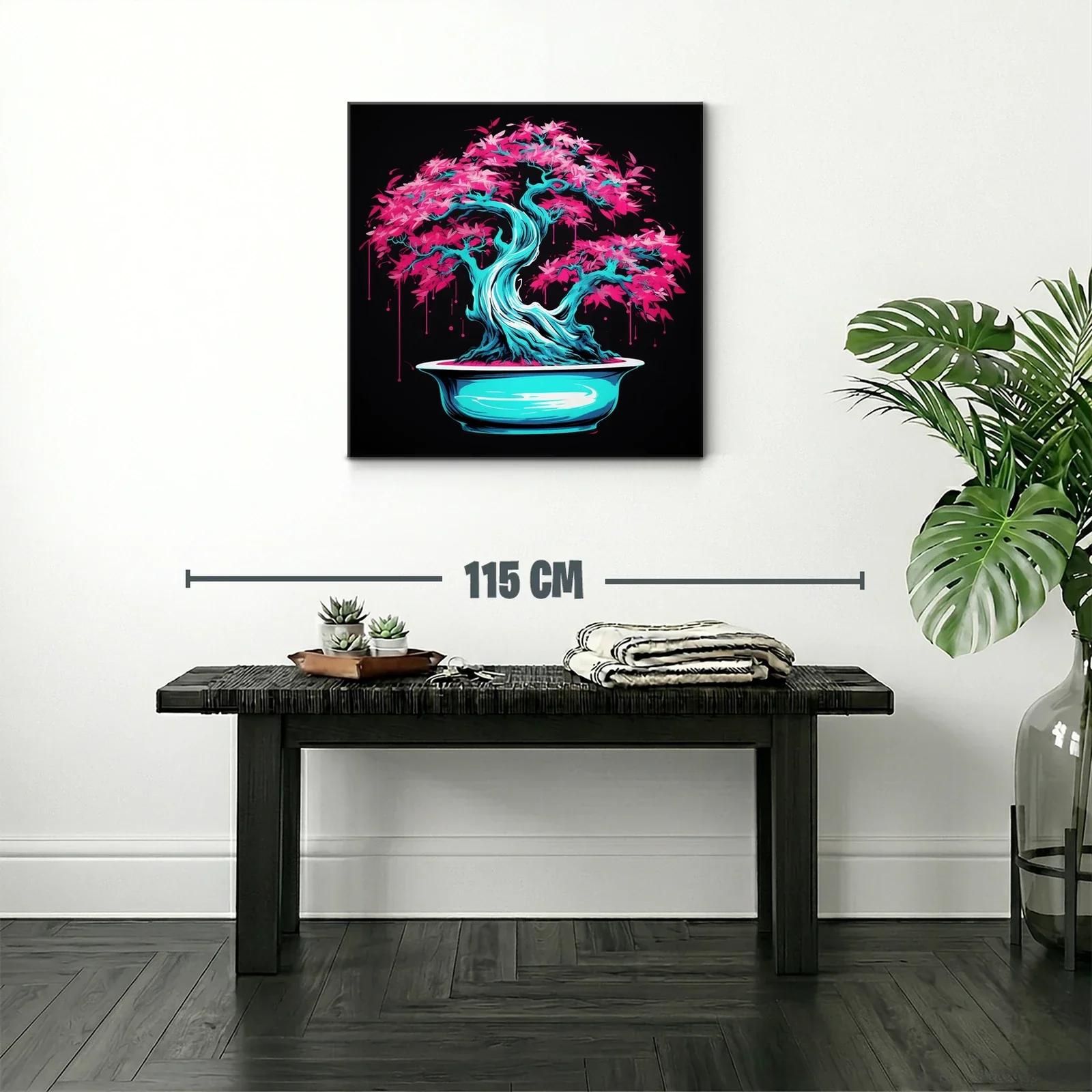 Árbol bonsái vibrante con tonos azul y rosa eléctrico — miniatura 2