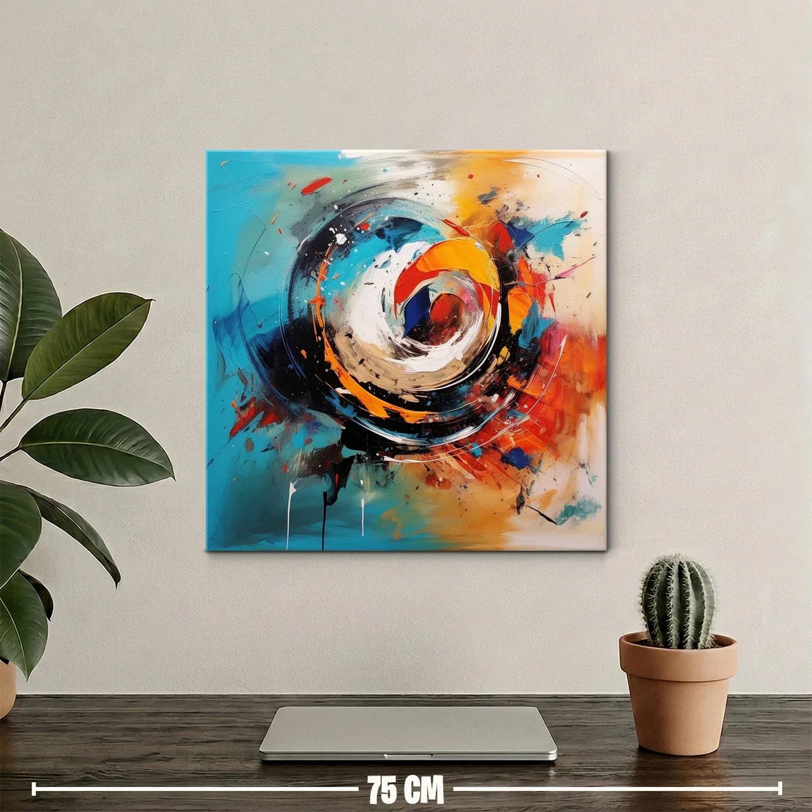 Cuadro abstracto con remolinos en tonos vibrantes y cálidos — miniatura 2