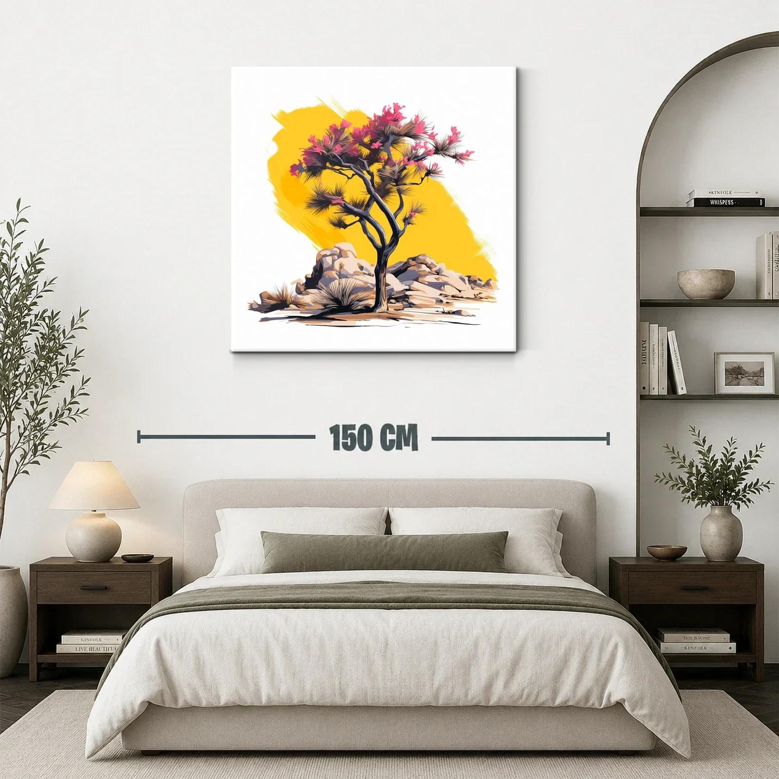 Árbol floreciente con fondo amarillo vibrante — miniatura 3