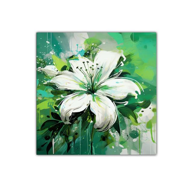 Imponente flor blanca sobre fondo verde vibrante