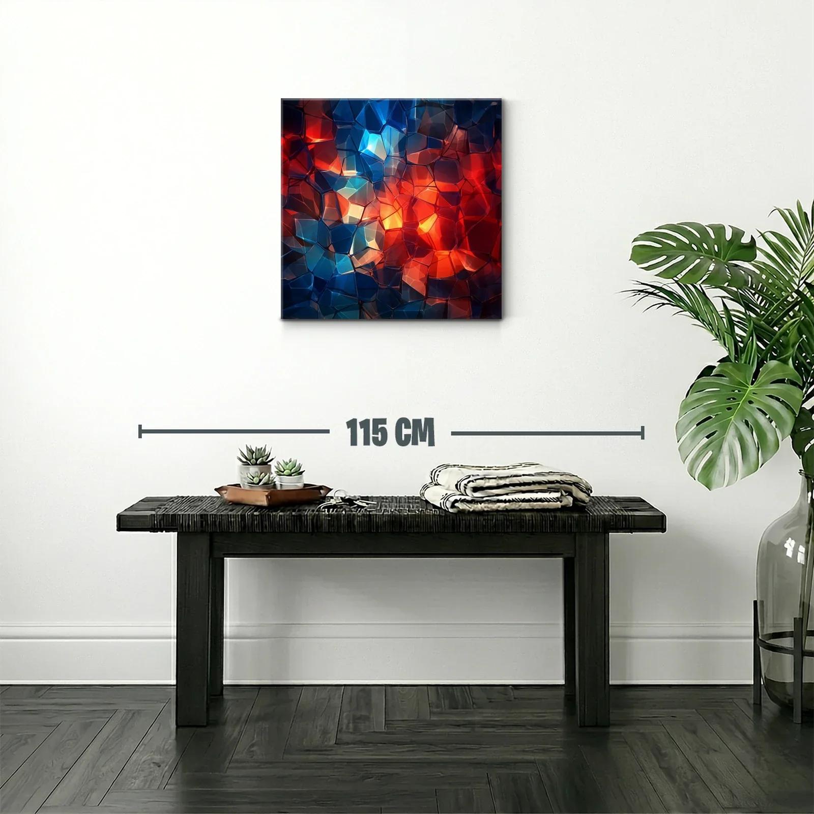 Cuadro abstracto con mosaico de tonos cálidos y fríos — miniatura 2