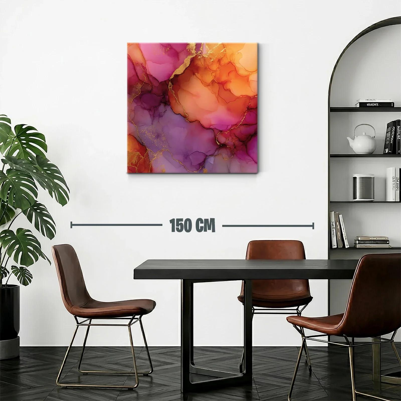 Cuadro abstracto con tonos cálidos y detalles dorados — miniatura 2
