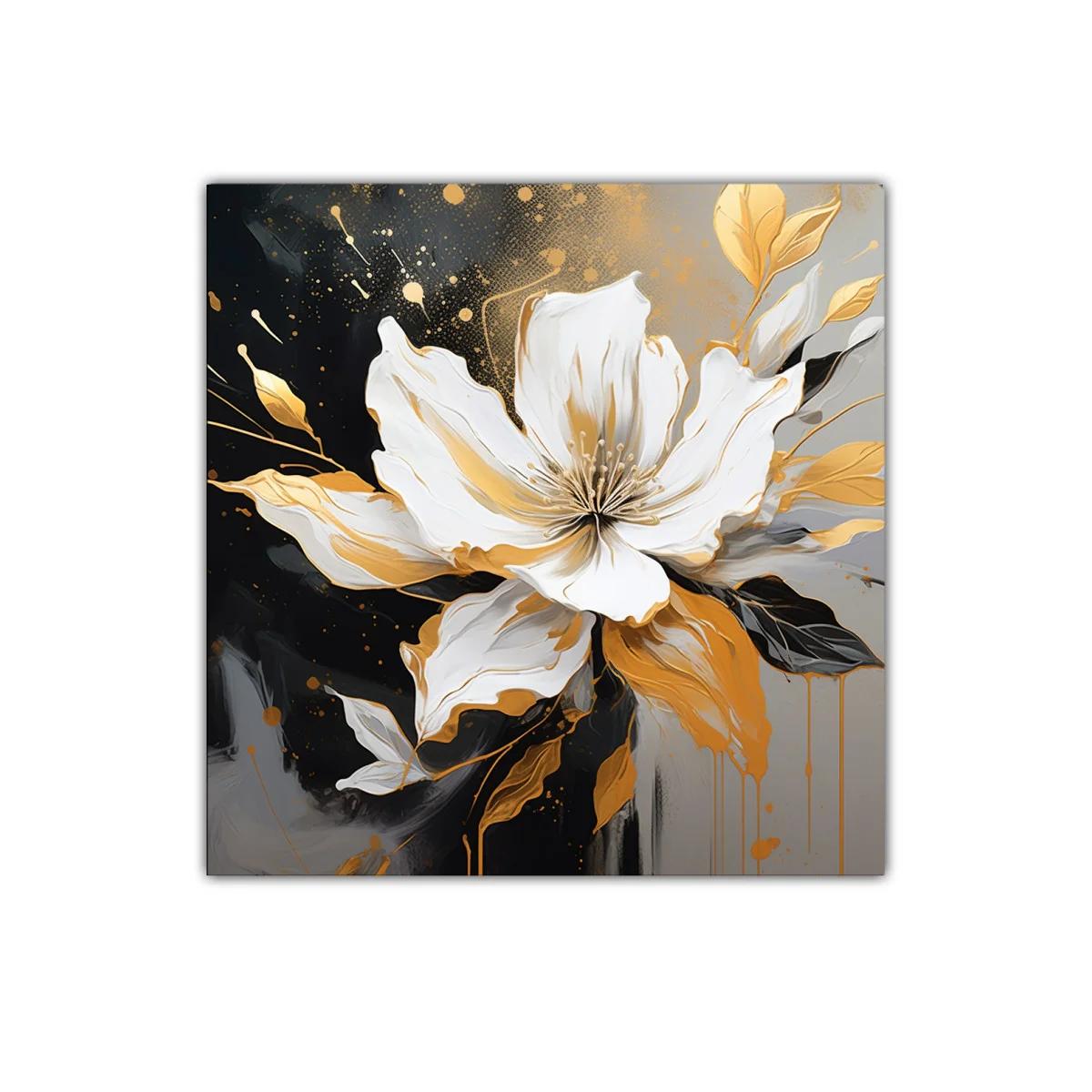 Flor blanca dorada con detalles artísticos abstractos — imagen principal