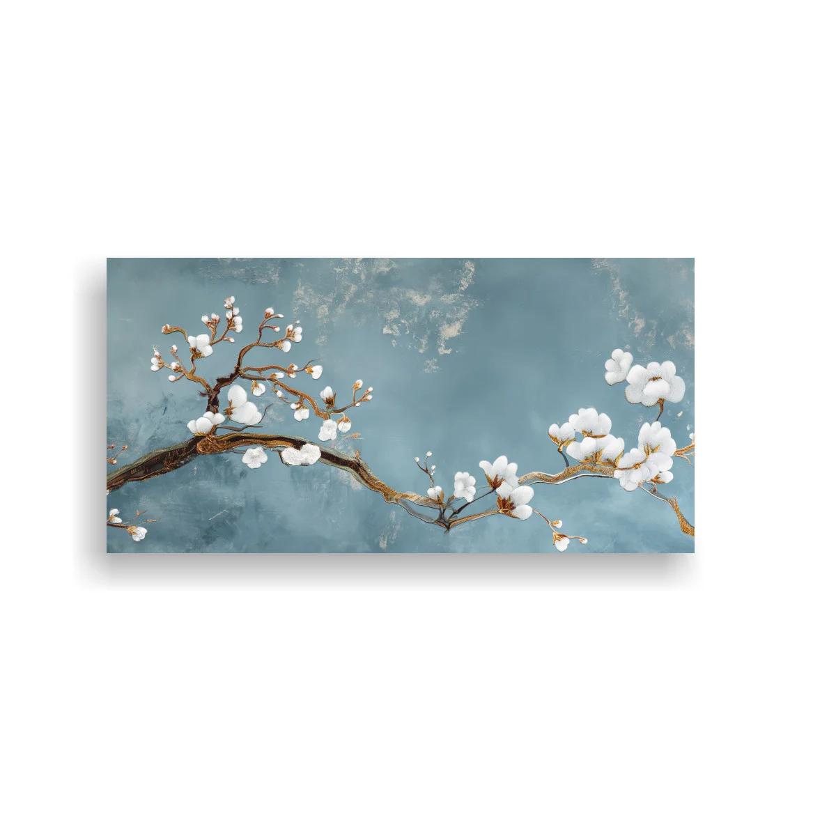 Cuadro rama de flor de cerezo en azul grisáceo — imagen principal