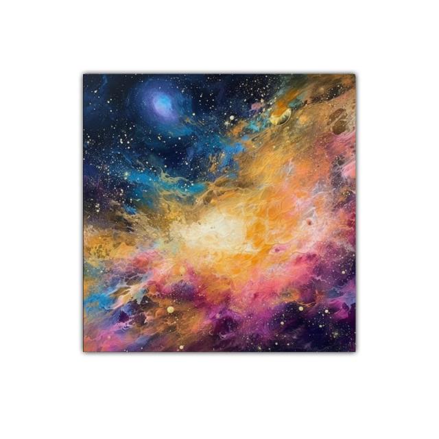 Cuadro vibrante con explosión de colores y textura cósmica