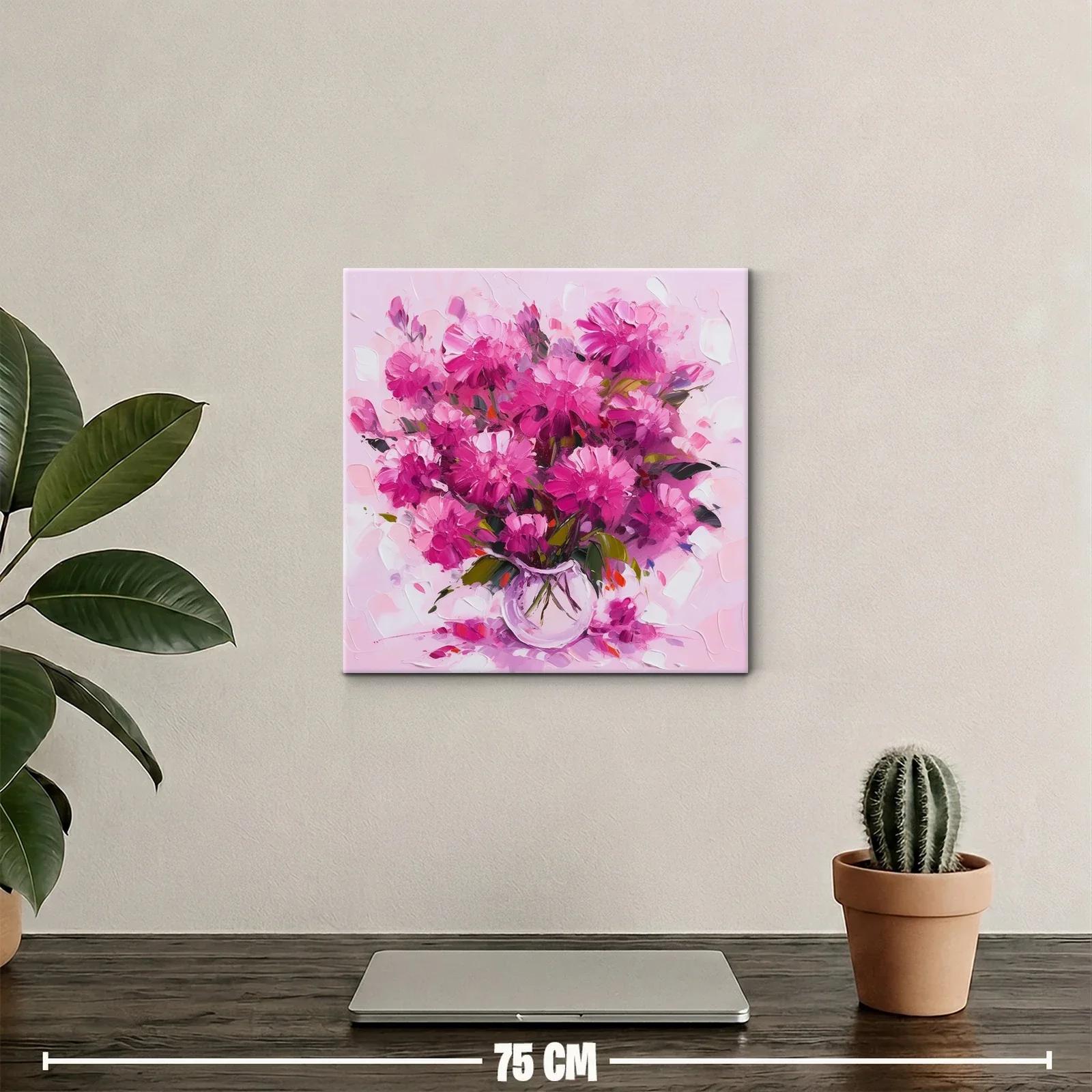 Cuadro floral con vibrantes tonos rosas y lilas — miniatura 2
