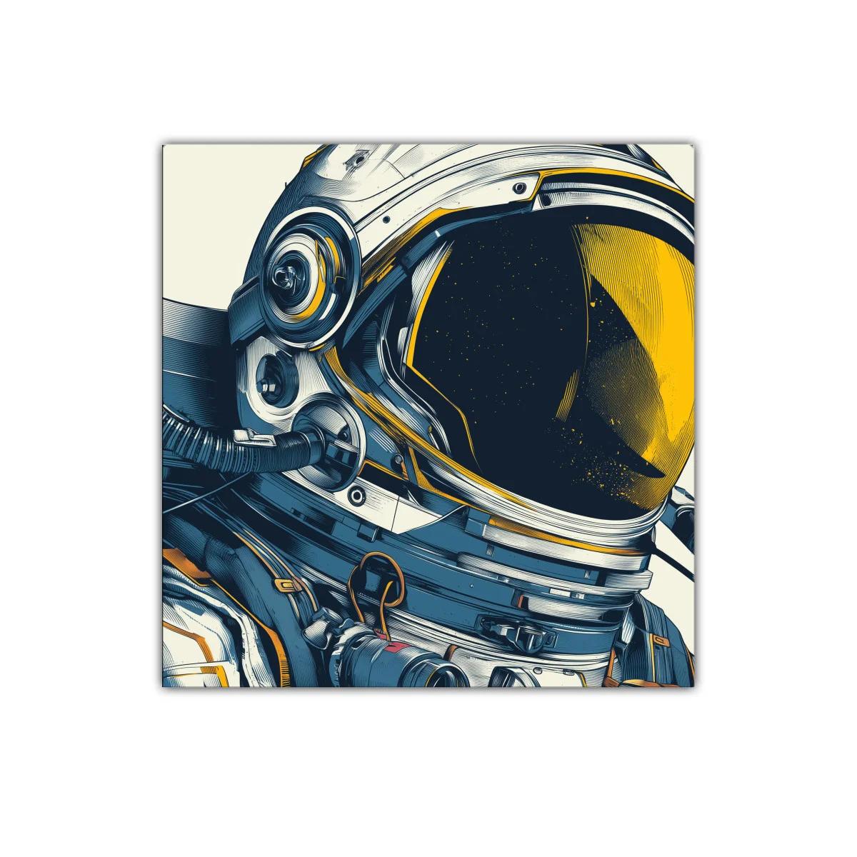 Cuadro astronauta futurista con detalles en azul y amarillo — imagen principal