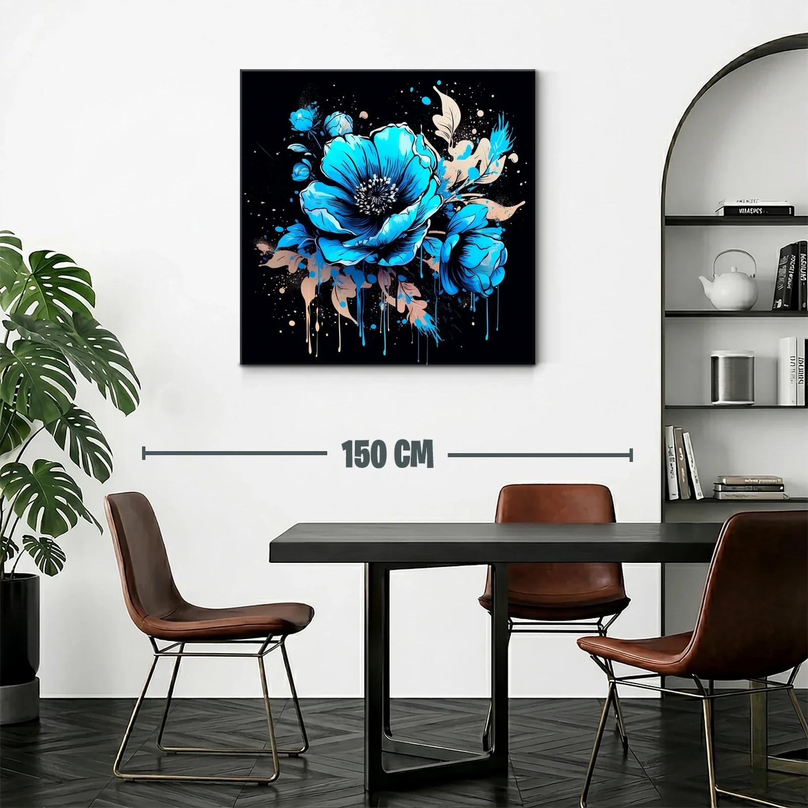 Flores vibrantes en tonos azules sobre fondo oscuro — miniatura 2