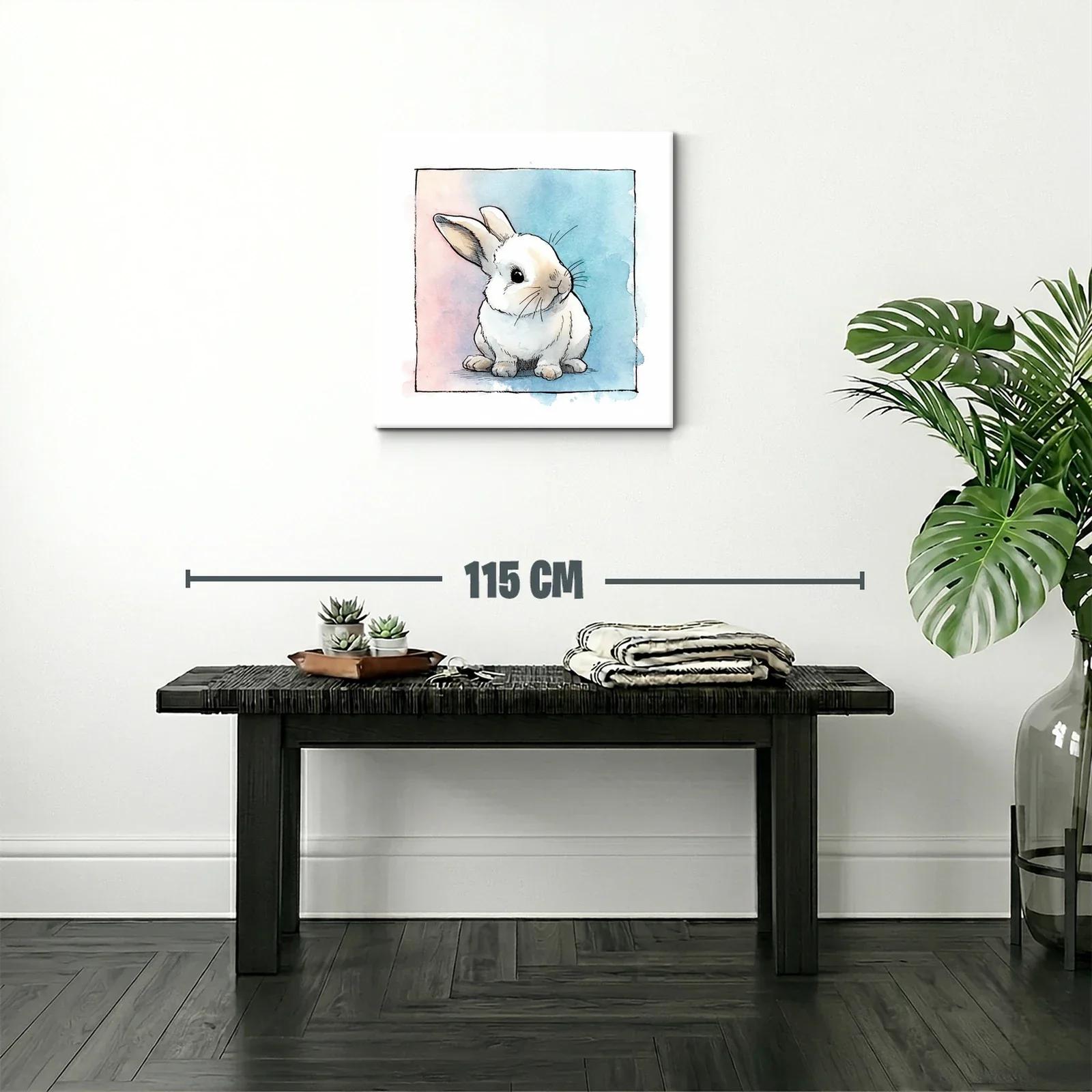 Dulce ilustración de conejo tierno en acuarela suave — miniatura 2