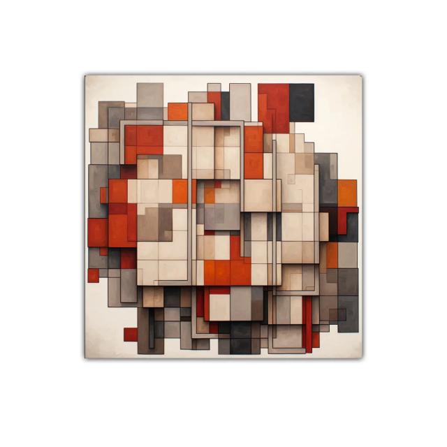 Composición geométrica en tonos tierra y naranja vibrante