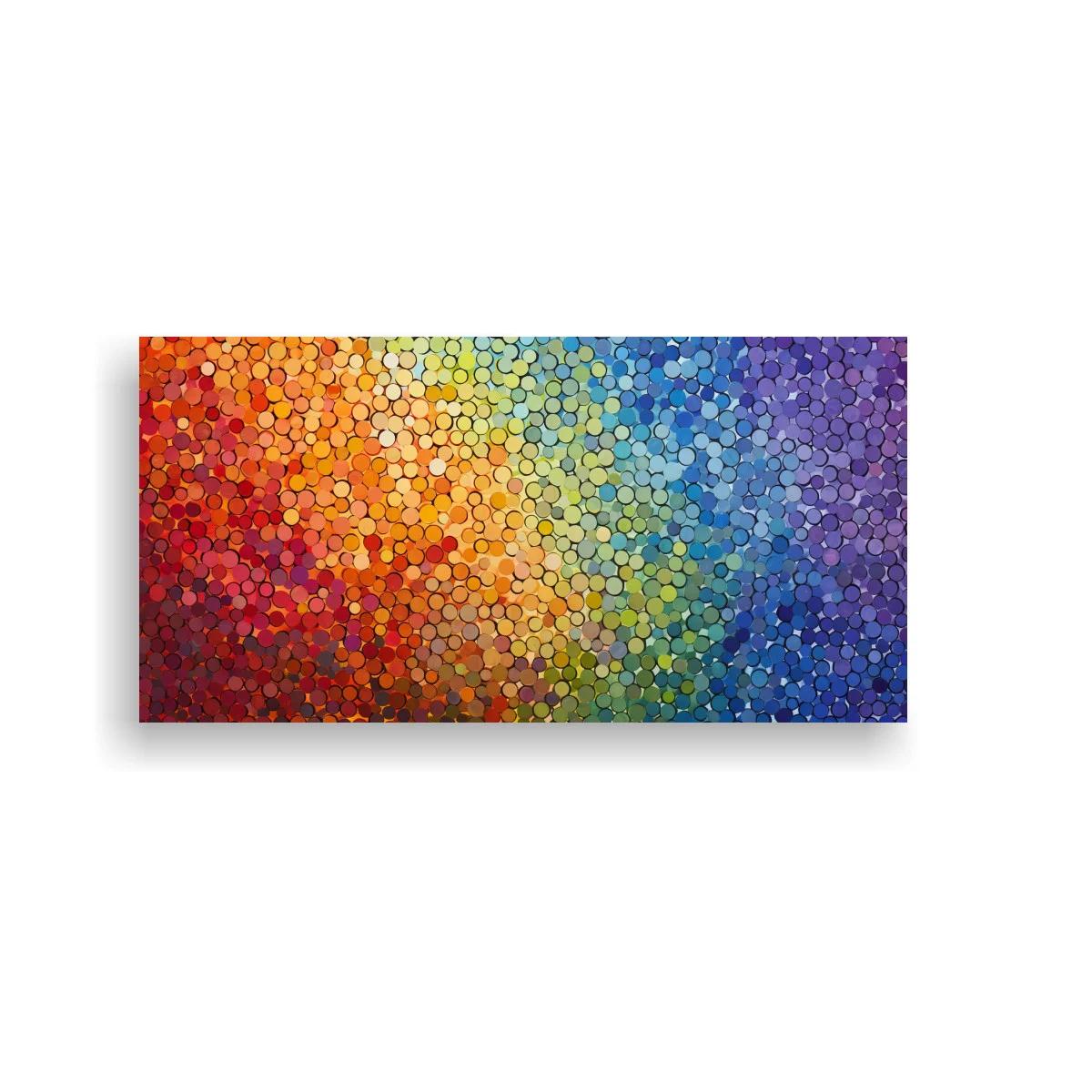 Cuadro mosaico abstracto de círculos con degradado multicolor