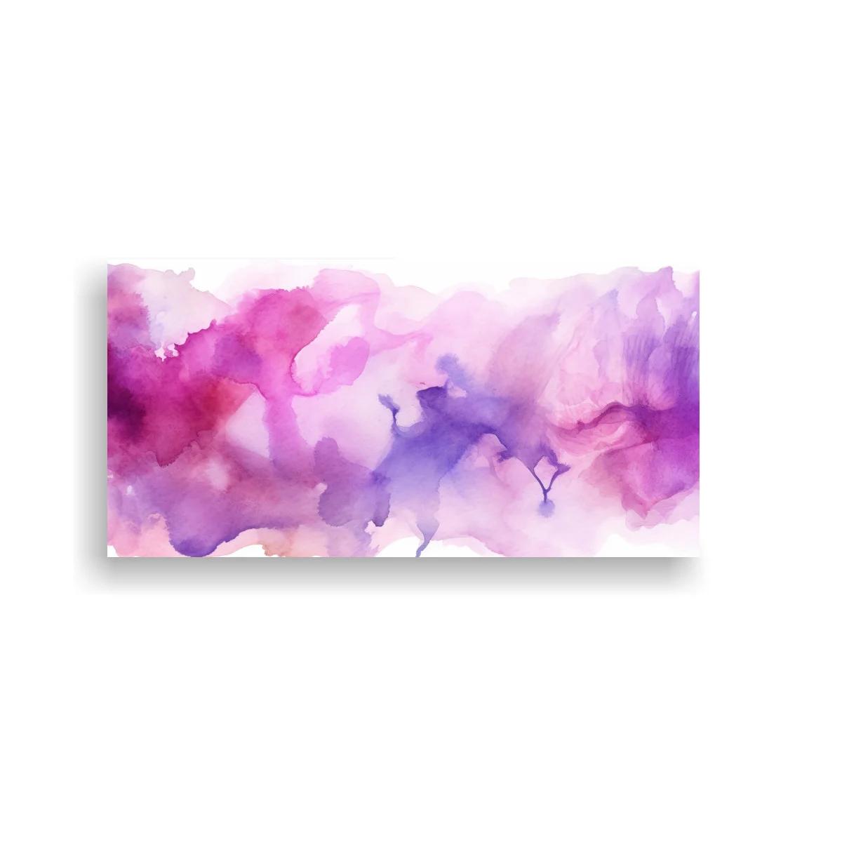 Cuadro mancha abstracta en acuarela violeta en franja panorámica — imagen principal