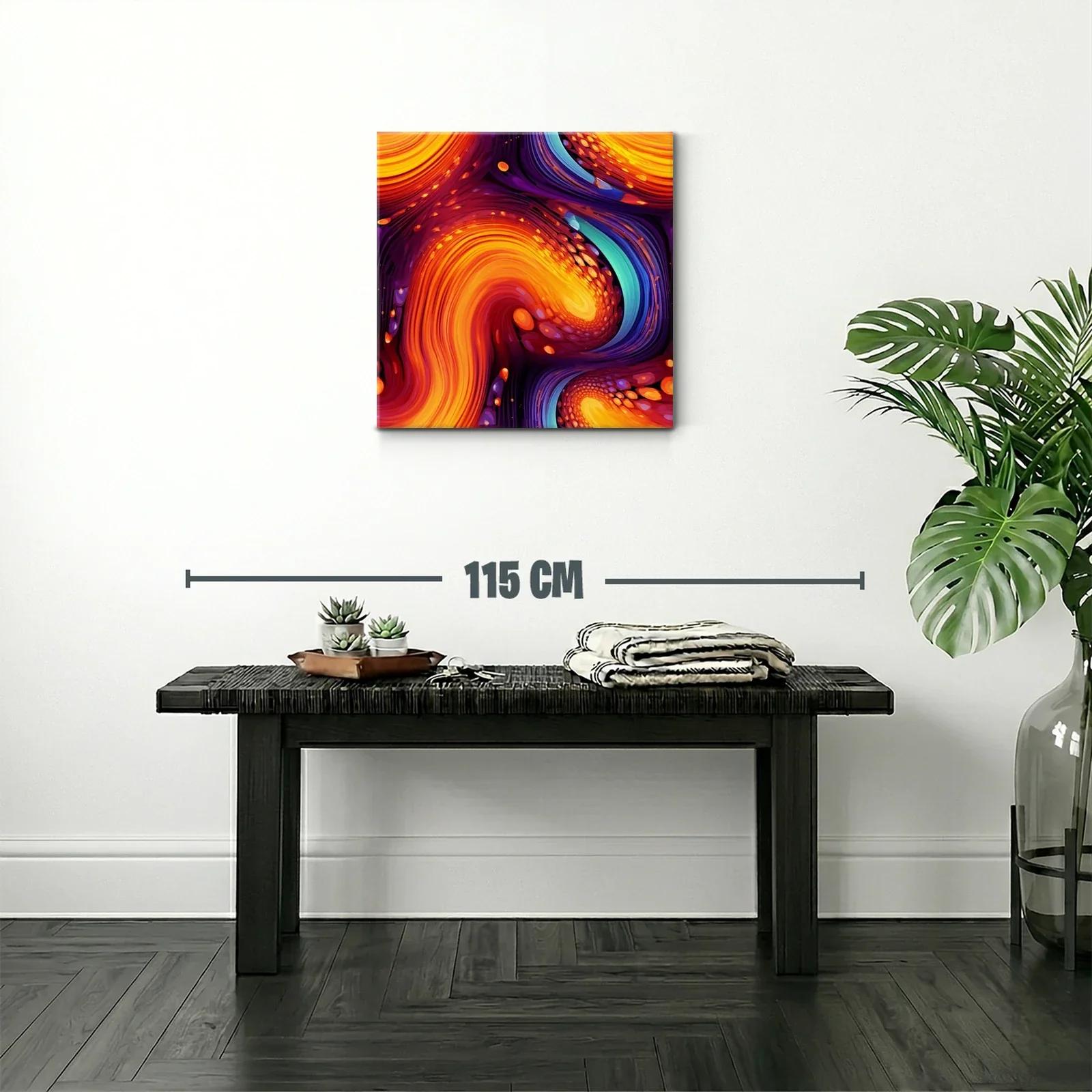 Cuadro abstracto con vibrantes remolinos en tonos cálidos — miniatura 2