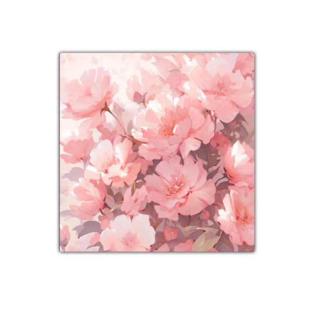 Cuadro decorativo con delicadas flores en tonos rosa pastel