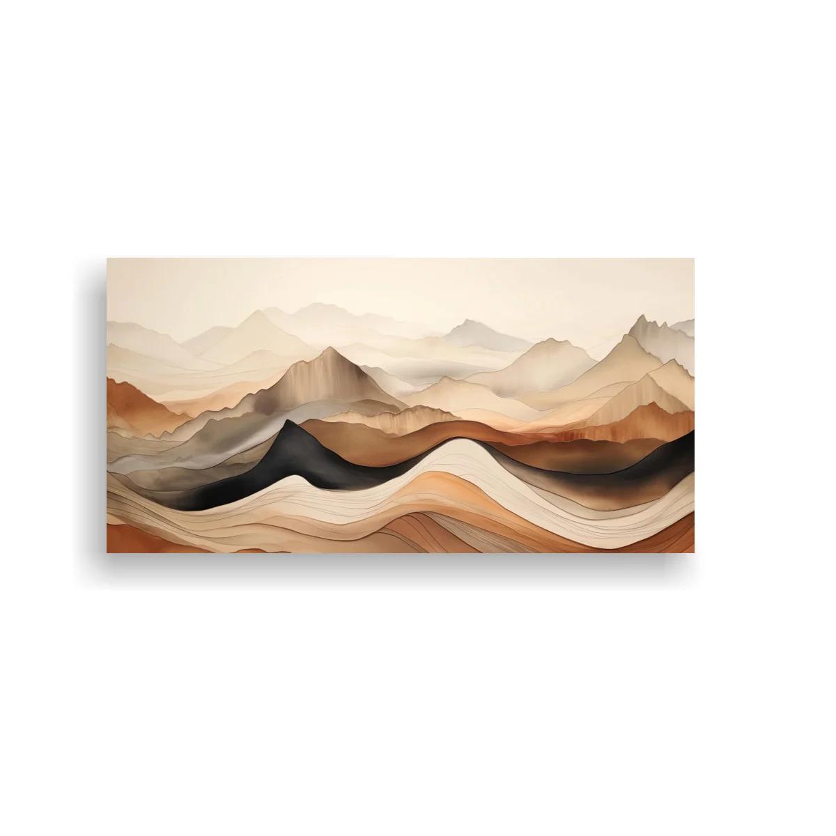 Cuadro paisaje de montañas abstractas con bandas onduladas