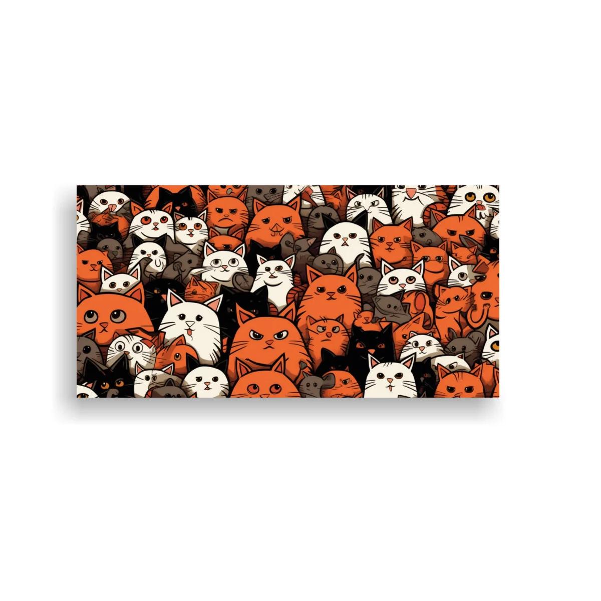 Cuadro de caras de gatos naranjas y blancos en patrón horizontal