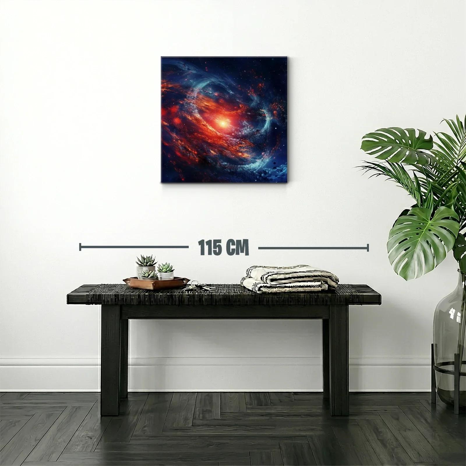 Cuadro artístico de galaxia en vibrantes tonos rojos y azules — miniatura 2