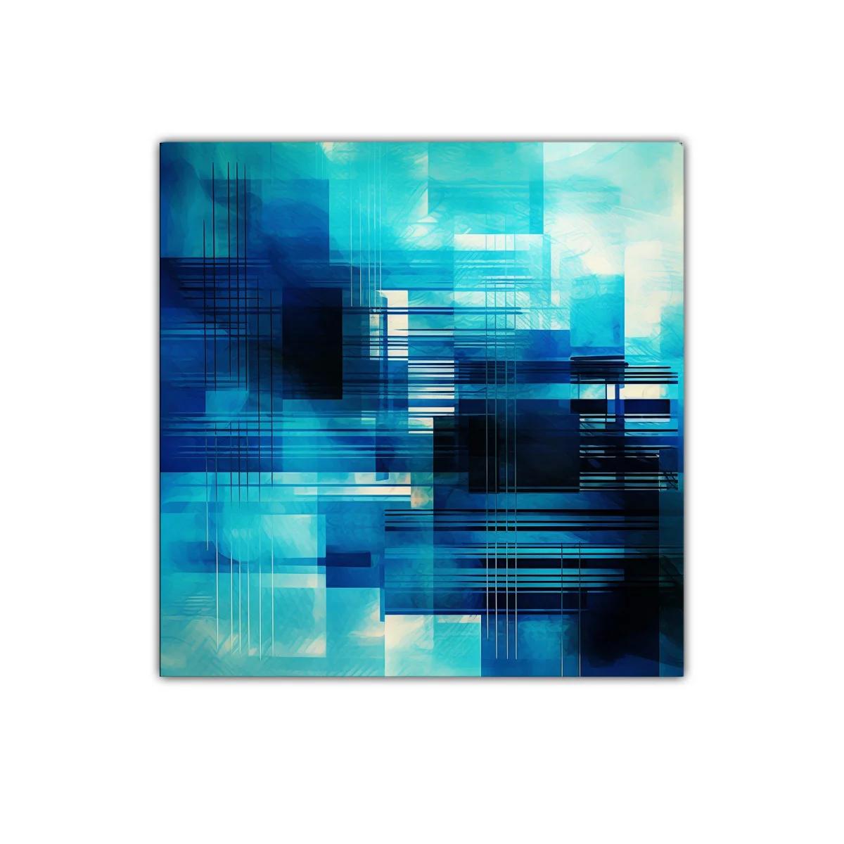 Composición abstracta en tonos azules y negros