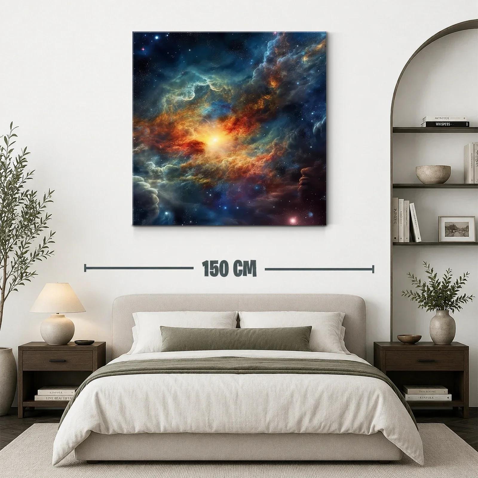 Cuadro galaxia cósmica con luz vibrante al centro — miniatura 3