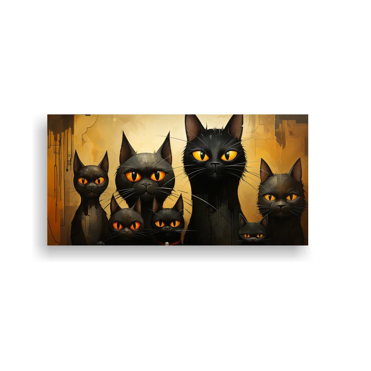 Cuadro grupo de gatos negros de ojos amarillos — imagen principal