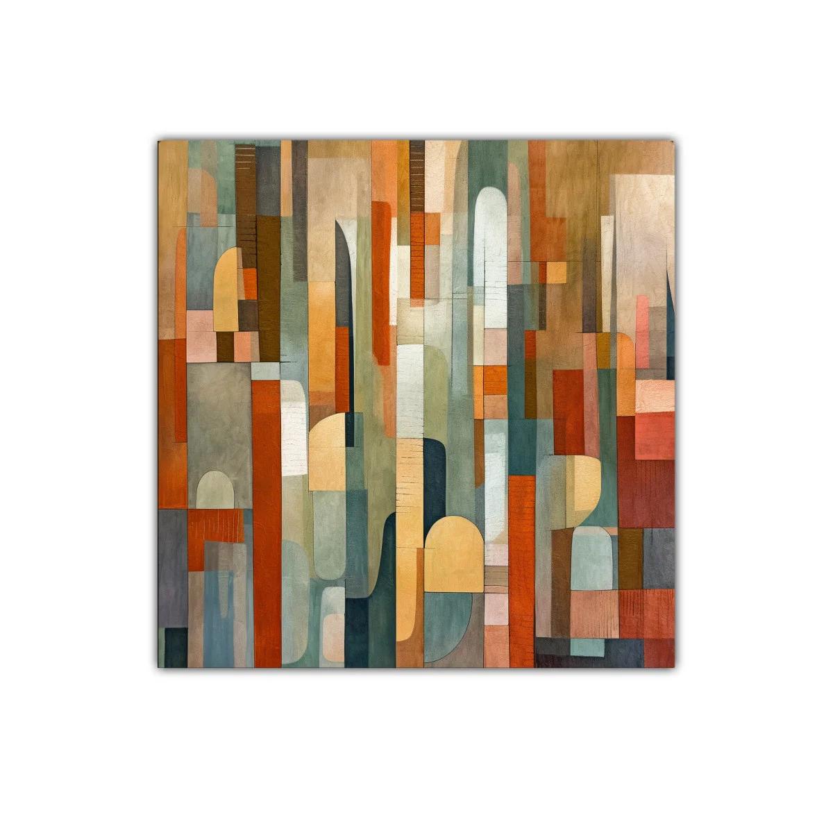 Composición abstracta con formas geométricas y tonos cálidos