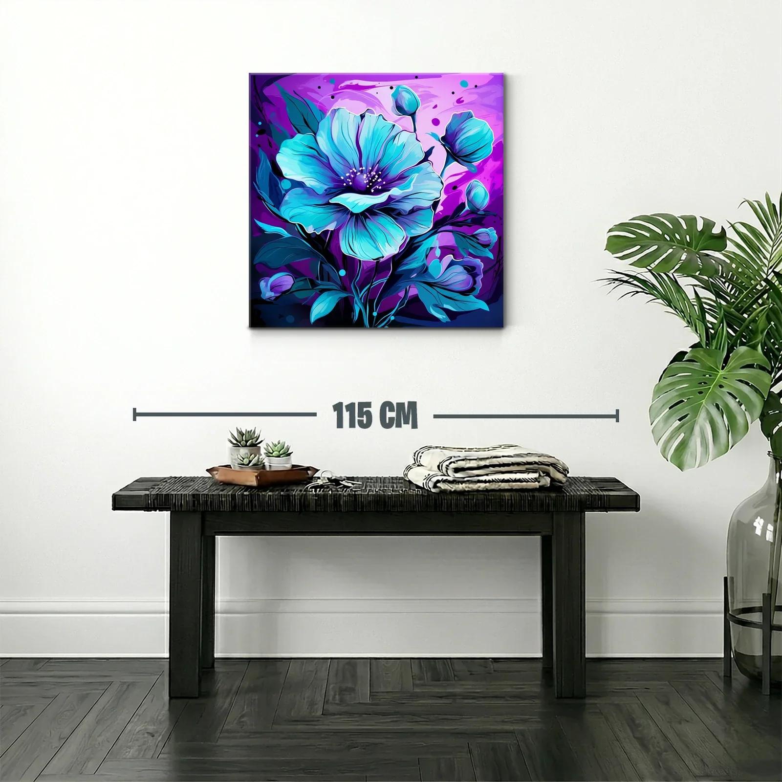 Flor azul vibrante con fondo púrpura intenso — miniatura 2