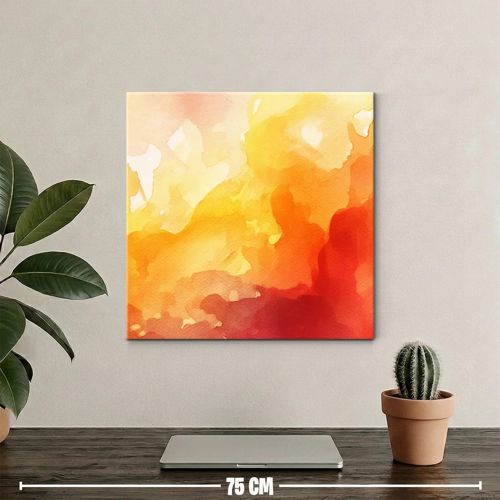 Cuadro abstracto en tonos cálidos con efecto acuarela — miniatura 2
