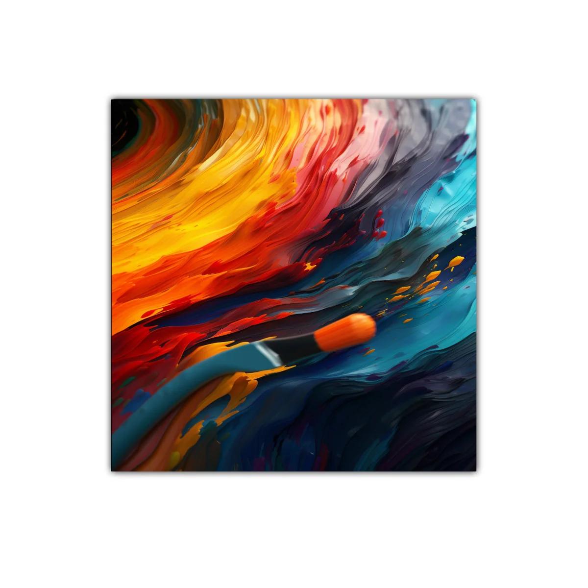Cuadro abstracto con intenso contraste de colores vibrantes