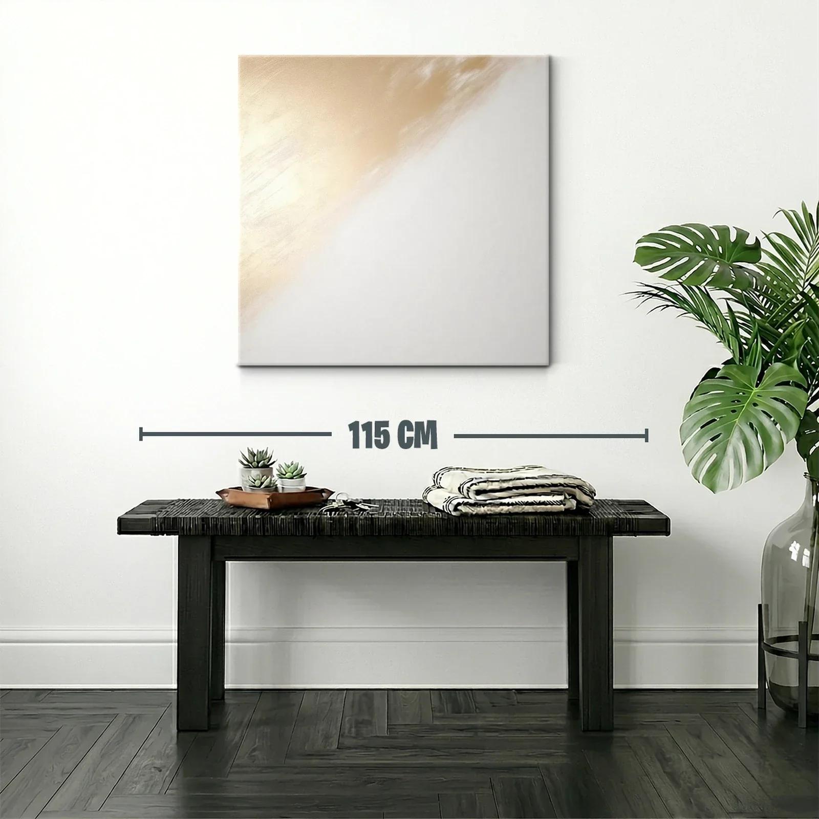 Cuadro abstracto con tonos suaves dorados y blancos — miniatura 2