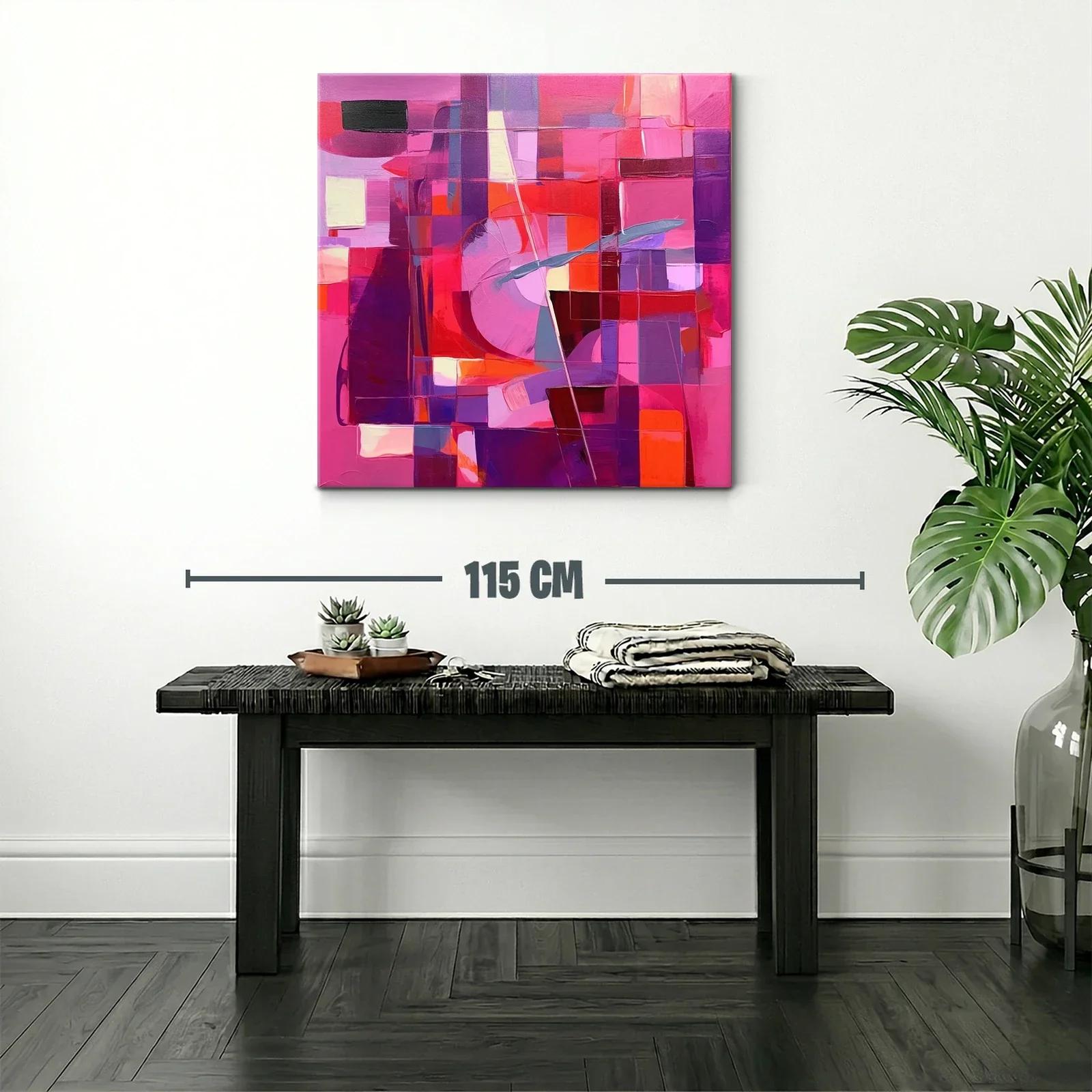 Cuadro Abstracto en Tonos Rosas y Rojos Vibrantes — miniatura 2