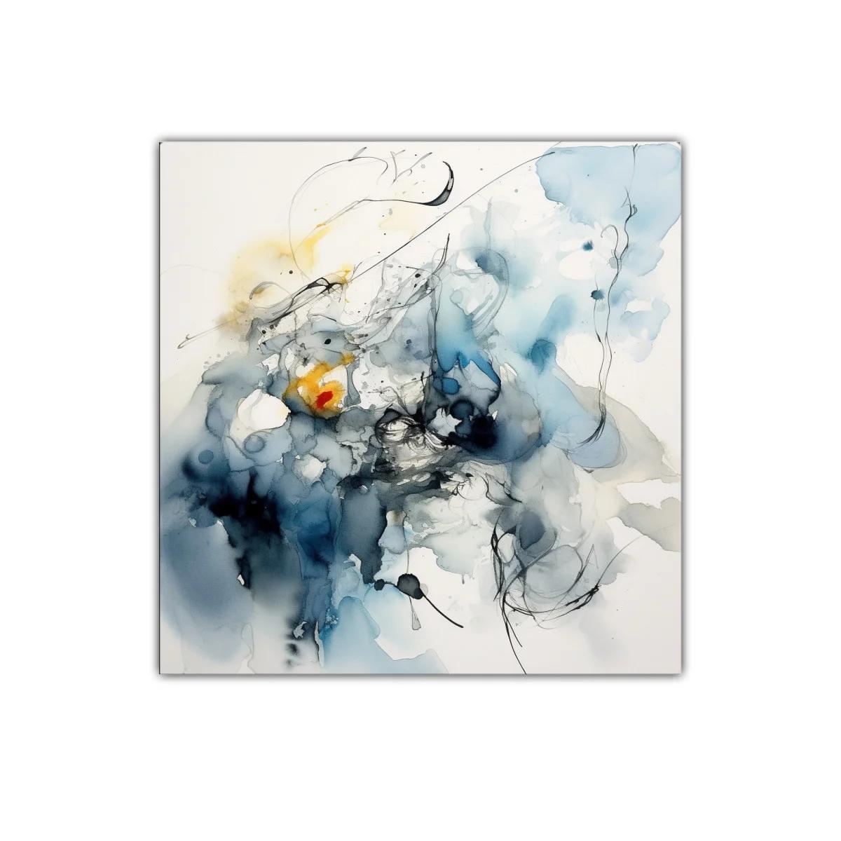 Arte abstracto con tonos azules y detalles en amarillo — imagen principal