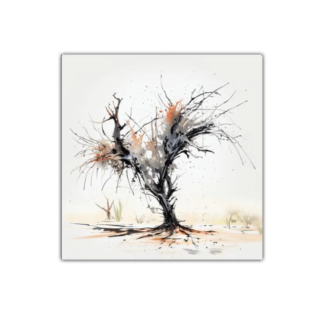 Árbol abstracto en tonos tierra y negro impactante