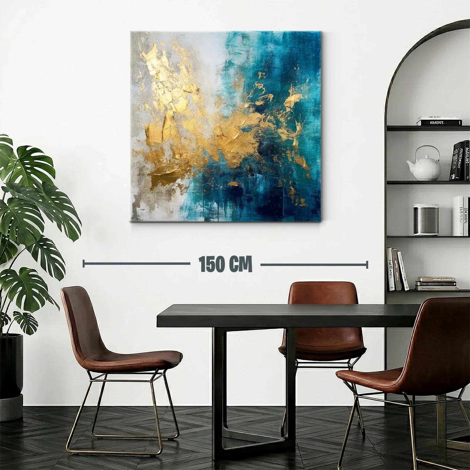 Composición abstracta en tonos azul y dorado elegante — miniatura 2