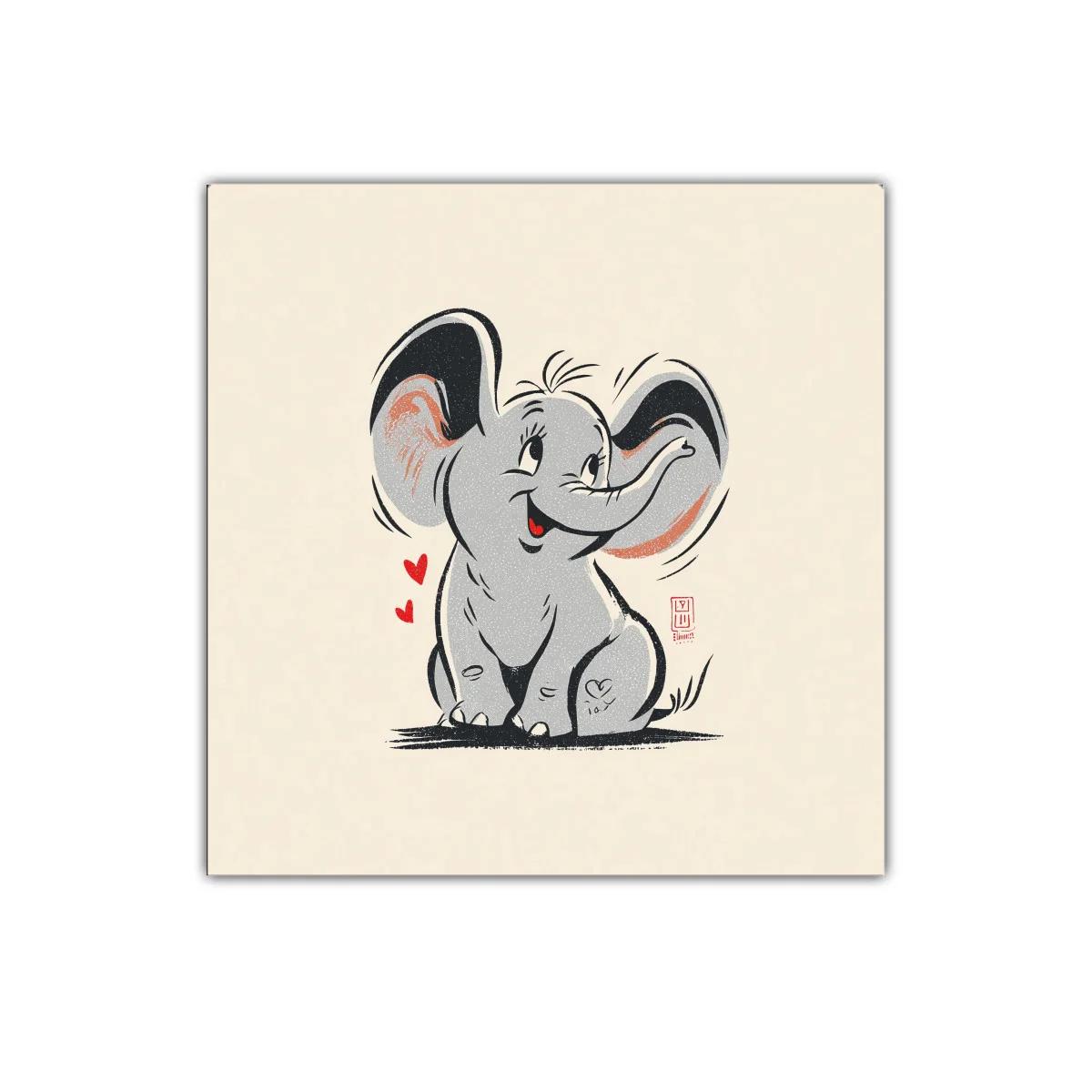 Cuadro infantil de elefante adorable con carisma