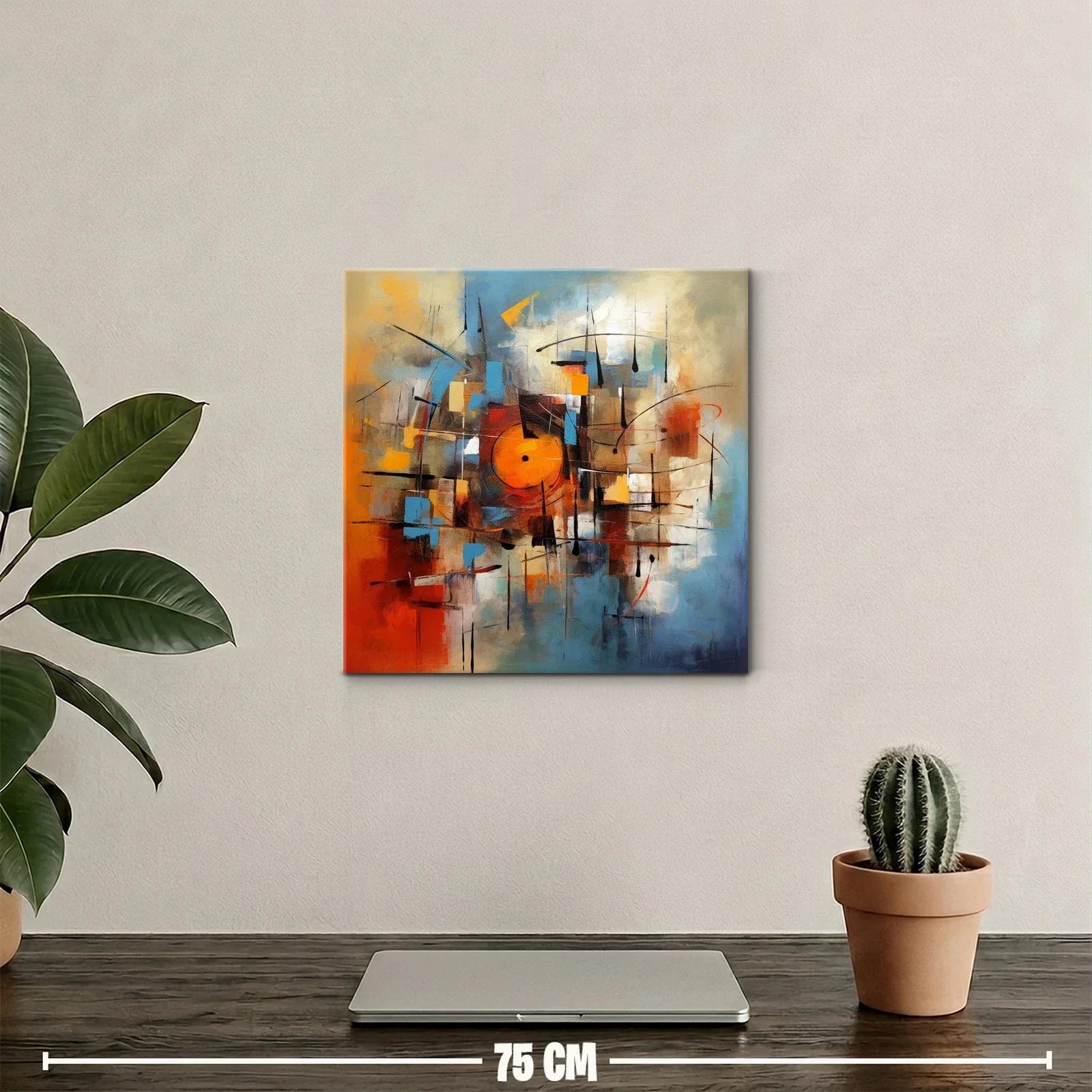 Cuadro abstracto moderno con vibrantes tonos cálidos y fríos — miniatura 2