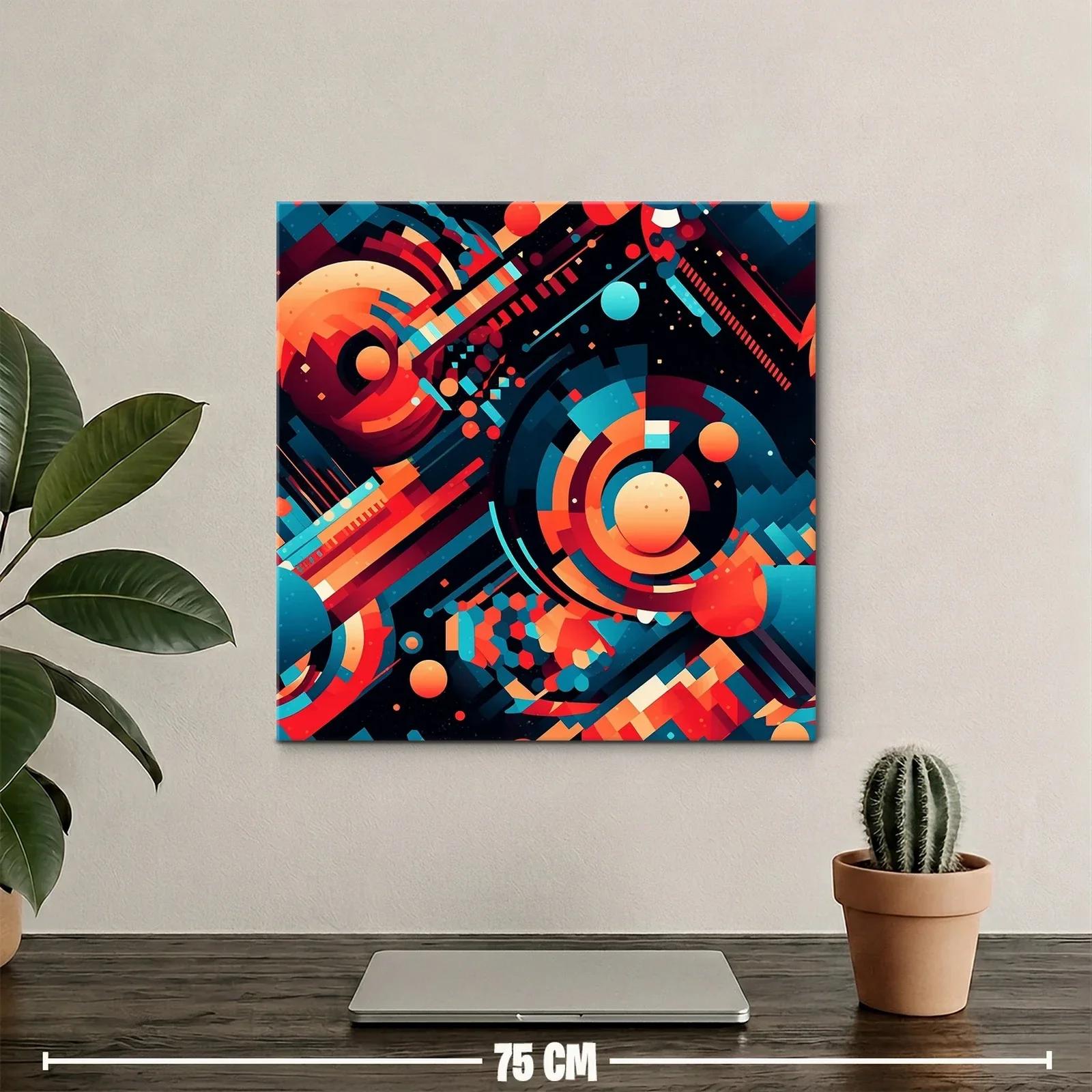 Composición geométrica en tonos cálidos y fríos abstracta — miniatura 2
