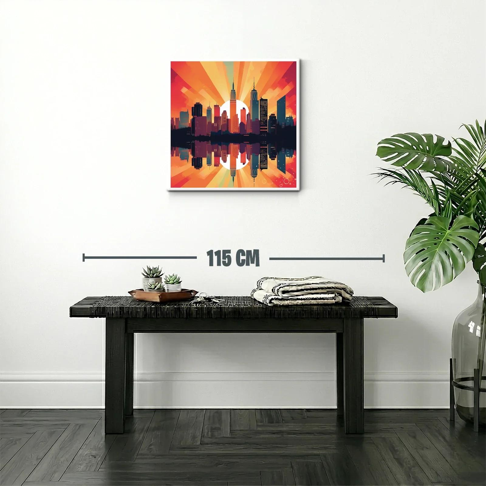 Atardecer urbano con reflejo sobre el agua vibrante — miniatura 2