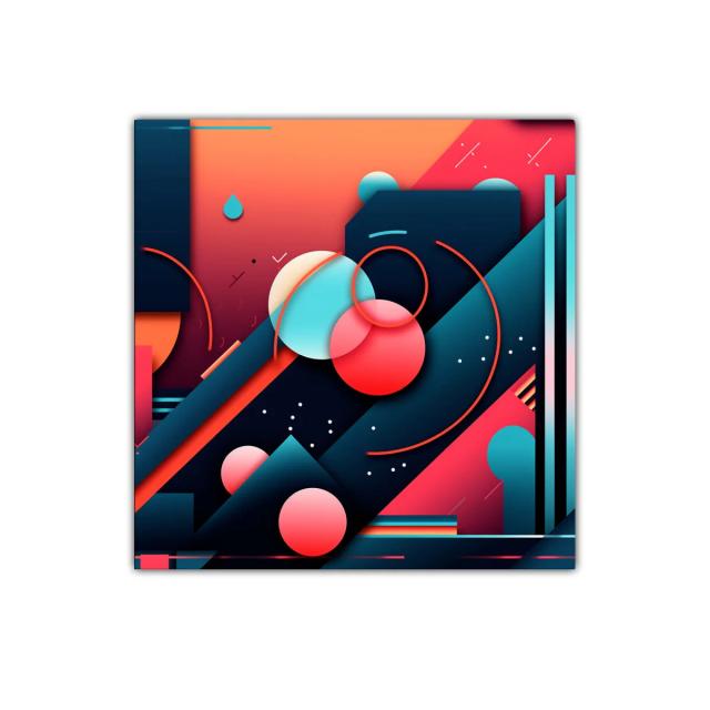 Cuadro abstracto con formas geométricas y colores vibrantes