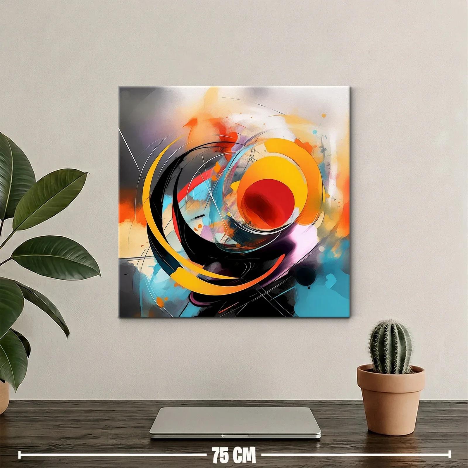 Cuadro abstracto en vibrantes tonos cálidos y fríos — miniatura 2