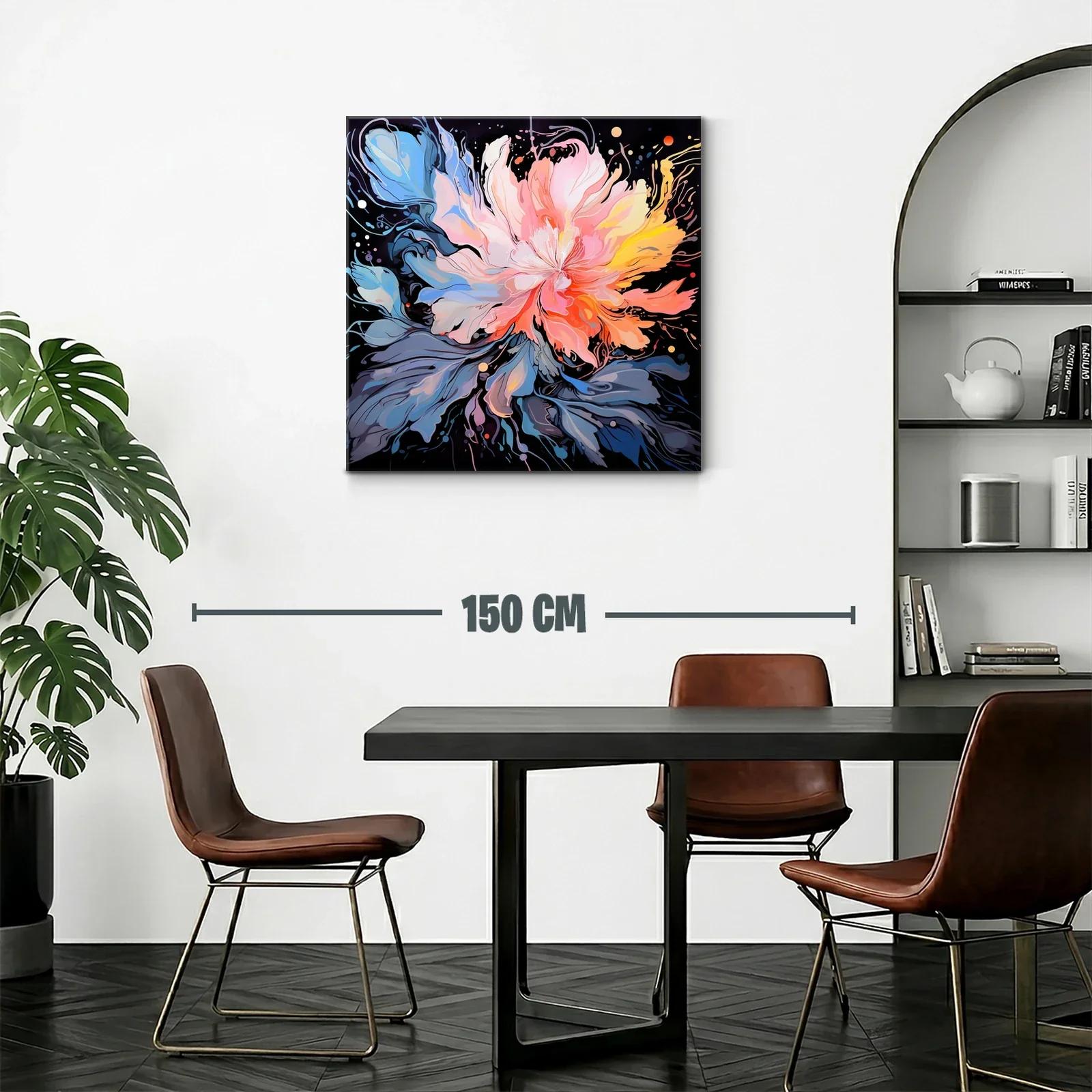 Cuadro floral abstracto con paleta vibrante y dinámica — miniatura 2