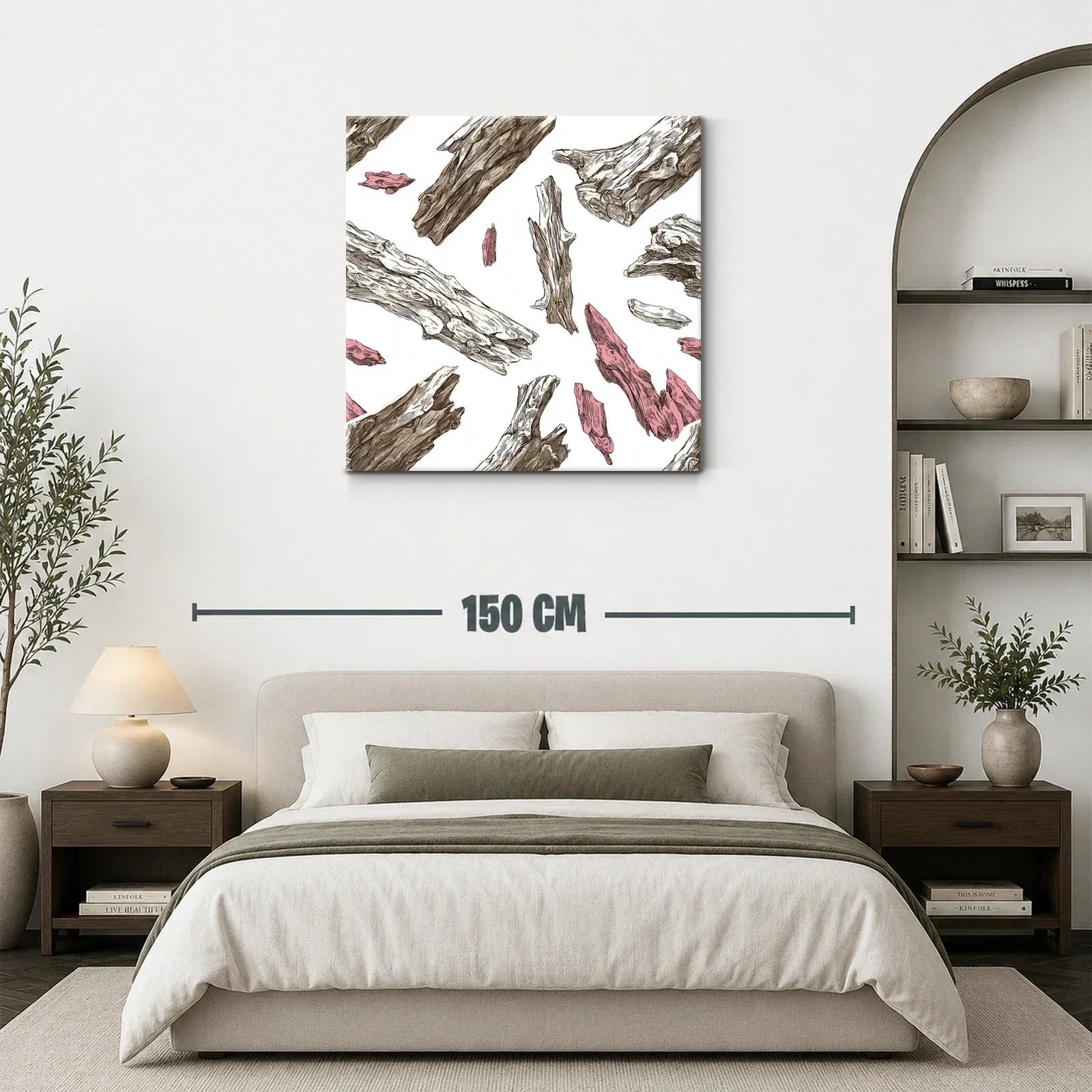 Composición moderna con fragmentos de madera en tonos naturales y rosa — miniatura 3